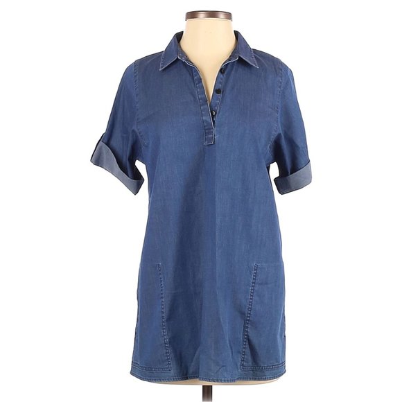 LAFAYETTE 148 Chambray Short Sleeve Tunic Top P/XS - Picture 7 of 7